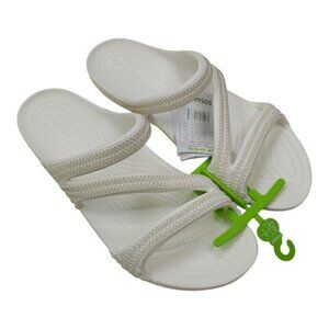 Crocs Kaddee II Jewels Womens 10 Sandal White Slip-On Comfortable Lightweight